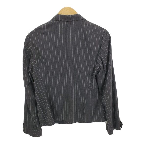 Jil Sander Womens Blazer Jacket Virgin Wool Stretch Pinstripe Gray DE 40 US 10 - Picture 2 of 4
